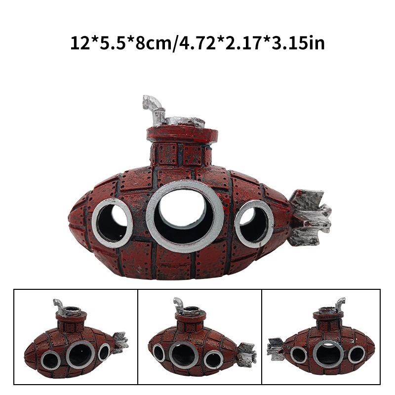 Декорация для ландшафтного дизайна аквариума, украшения в виде подводной лодки, украшение для аквариума, полимерные украшения, пещера для размножения, укрытие для рыб и креветок