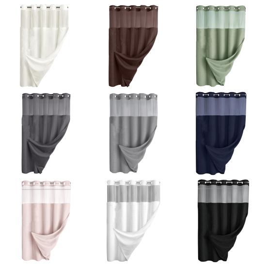 Yousheng Вафельная занавеска для душа со съемной подкладкой и кнопками, водонепроницаемая двухслойная моющаяся занавеска для кухни, занавеска для окна в спальне