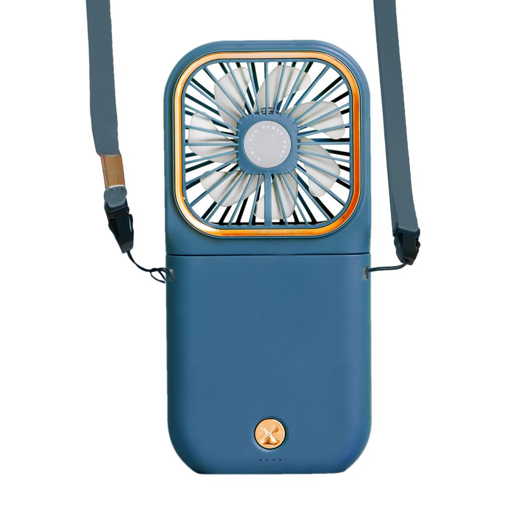 Necklace Fan Mini Wearable Fans Foldable Hanging Fan USB Rechargeable 3 Speed Fan with Phone Holder