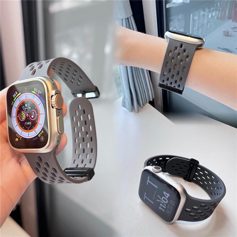 Силиконовый ремешок для часов для Apple Watch Band 49 мм 44 мм 40 мм 45/41 мм 42 мм 38 мм Дышащий ремешок iWatch Series Ultra Браслет Ремешок