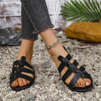 Женские летние новые сандалии TEUM большого размера, плоские шлепанцы, пляжные простые сандалии