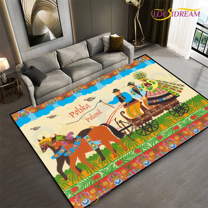 Мода Этническая Рамка Ковер Лошадь Домашний Декор Прямоугольный Ковер для Комнаты Черный Зеленый Оранжевый Гостиная Спальня Прикроватный Напольный Коврик для Стола