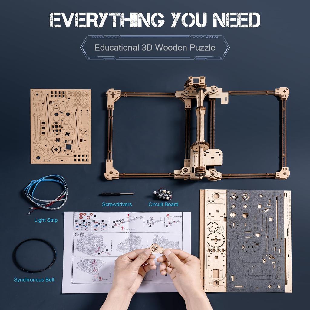 ROKR 3D Puzzle Electric Marble Run LGC01 & LGA01 & Connecting Parts Set 3 Piece Set Movable Model Multi-Play Mechanical Wooden 3D Puzzle Craft Kit