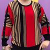 Women's Spring Autumn Contrasting Colors Striped Tops Causal Commute Stylish Rivets O-Neck Knitted Long Sleeve Vintage Pullovers