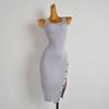 Summer New Sleeveless Camisole Knitting Dress Women's Clothing Silm Slim Looking Mid Length Long Length Slit Bodycon Dress