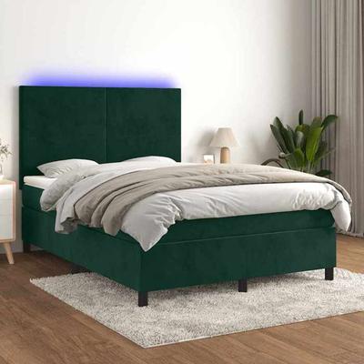 Maison Exclusive - Sommier À Lattes De Lit Avec Matelas LED Vert Foncé 140x190 Cm