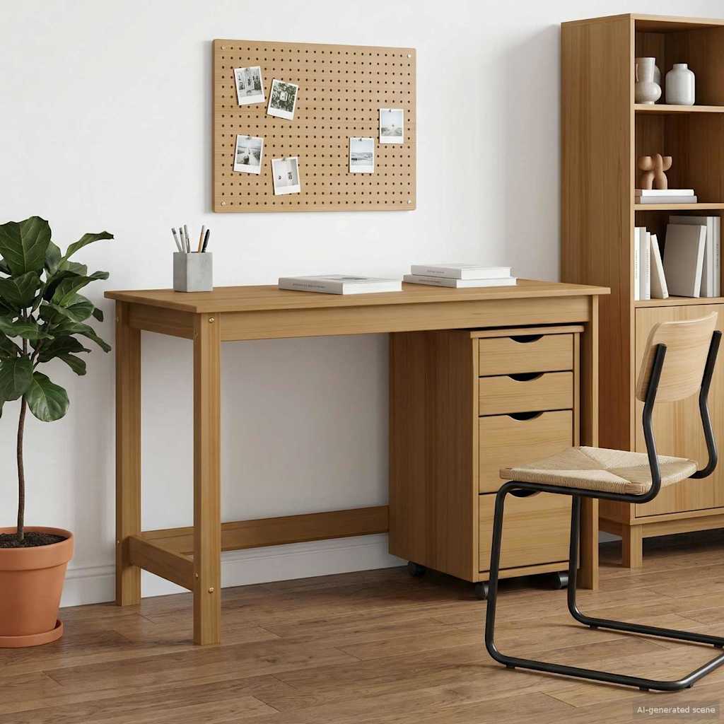 Desk and Rolling Cabinet Set MOSS 2 pcs Honey Brown