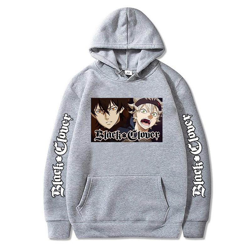 Black Clover Asta Anime Graphic Printed Hoodies Vintage Oversized Hooded Sweatshirt Long Sleeves Cotton Hoodie Men Women Clothes