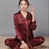 Silk Couple Pajamas Set: Long Sleeve, Plus Size, Spring/Autumn, Men's & Women's Ice Silk Homewear.