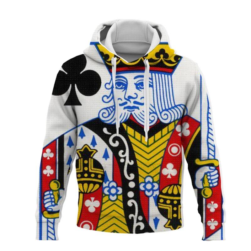 Игральные карты Покер KA Принт Толстовки Мужские/женские Смешные толстовки с капюшоном Мужская одежда Мальчики/девочки Harajuku Смешные куртки Пальто Топы