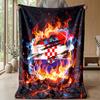 Croatia Football Printed Flannel Blanket Skin Friendly Warm Decorative Throw for Indoor Couch Bed Daily Use