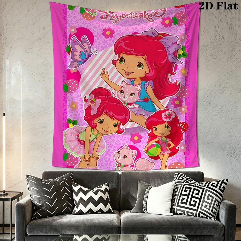 Strawberry Shortcake A Wall Hanging Printed Fabric Blanket Decorative Tapestries for Bedroom Living Room Home Decor