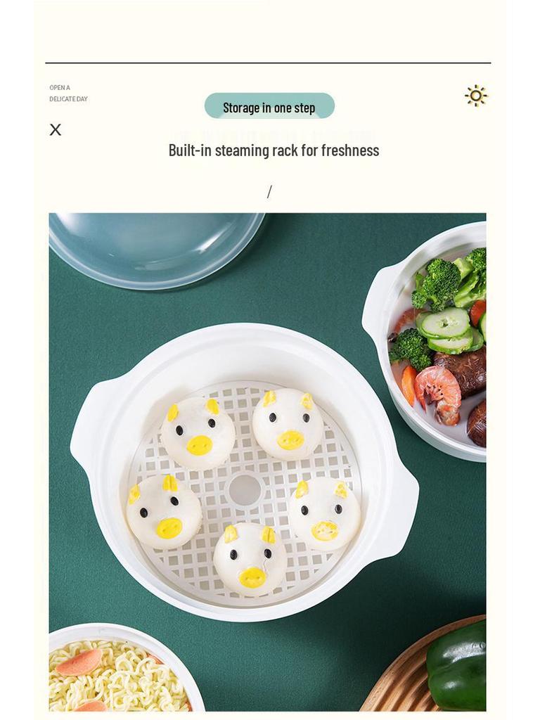 Plastic Soup Bowl with Lid - Microwaveable, Food-Grade, Fresh-Keeping Lunch Container