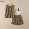 ZANZEA Женские майки без рукавов и шорты, летние комплекты из двух частей