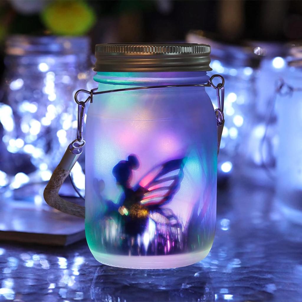 Светильники Mason Jar, солнечные лампы DIY из матовой бутылки, уличный фонарь, светодиодный светильник Fairytale Firefly Jar, гирлянда для украшения двора