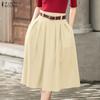 Womens Casual Solid Color Summer Loose Midi Skirts