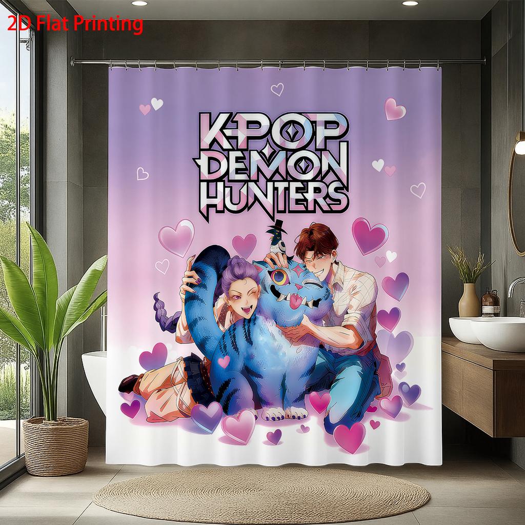 1 шт. K-pop Принт Охотники на демонов Водонепроницаемая шторка для душа Несколько размеров Приватная подвесная шторка и 12 крючков Легкая установка