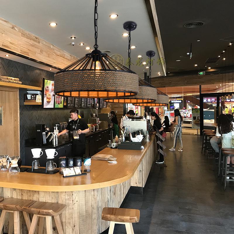 Retro Industrial American Pendant Light with Hemp Rope for Restaurants, Cafes & Bars