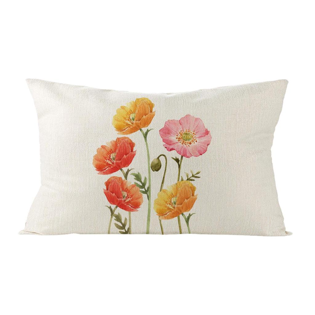 Наволочка из льна с цветочным рисунком: Декоративный чехол на подушку для дивана или спальни