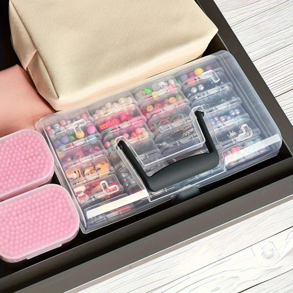 Household 24-grid Screw Storage Box Plastic Transparent Bead Organizer Box Portable Square Clear Containers Boxes