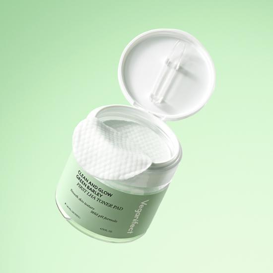 Vegan Effect Clean & Glow Green Barley First LHA Toner Pads 60 Sheets