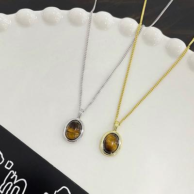 Ожерелье из камня тигровый глаз, винтажное, персонализированное, модное, легкое, роскошное, высокого качества, эллиптическая ключичная цепочка Niche