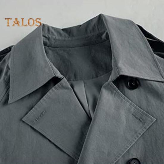 Осень-весна Женская ветровка с отложным воротником и воротником-стойкой Двубортное свободное пальто средней длины Однотонное пальто для поездок на работу Пальто для походов