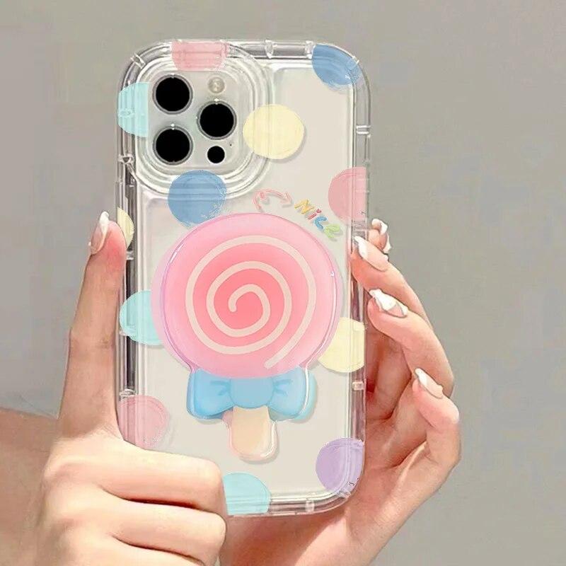 Прозрачный чехол для телефона Lollipop для iPhone 12, чехол для iPhone 11, 13, 15, 14 Pro Max XR XS 7, 8 Plus SE 2020, противоударный силиконовый чехол-бампер