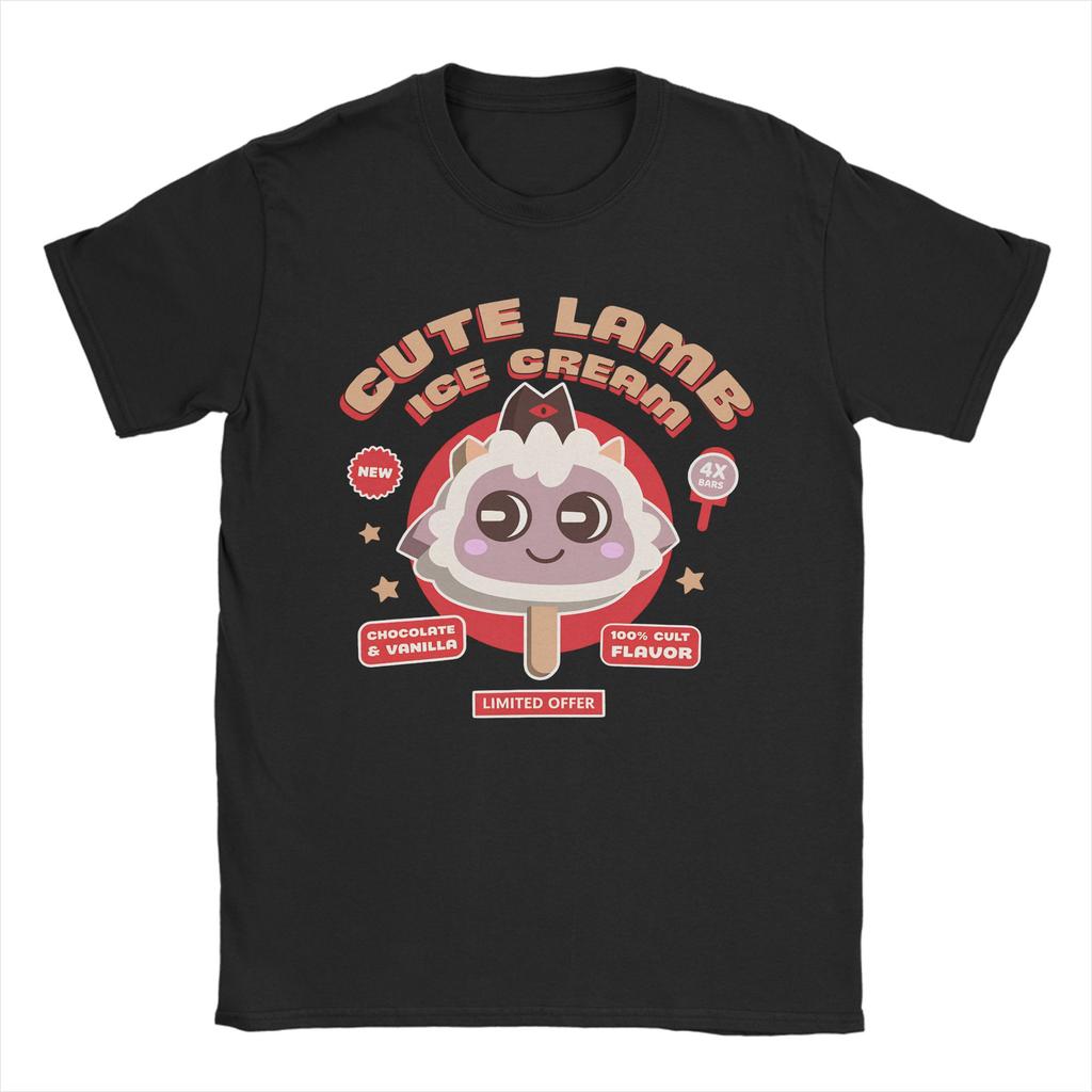 Lamb Ice Cream The Cult of the Lamb TShirts for Men Casual Cotton Tee Shirt Round Collar Short Sleeve T Shirts 6XL Clothes