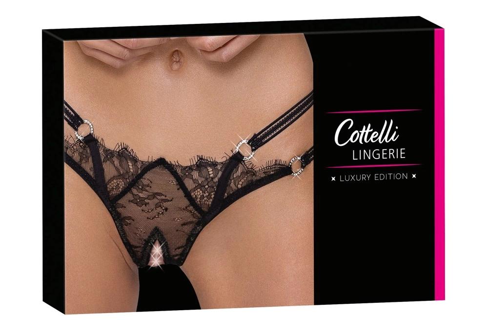 Cottelli LINGERIE - Thong with delicate lace and decorative rhinestones M/L