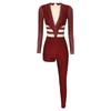 Womens Dance Jumpsuit Sheer Mesh Inserts Long Sleeve Style Keyhole Back Detail Sparkling Rhinestones Bodysuit