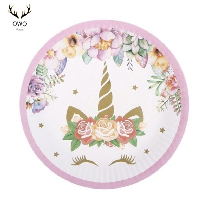 10 шт., бумажные тарелки с тематикой единорога, ресницы, тарелка единорога, вечерние украшения для дня рождения, посуда