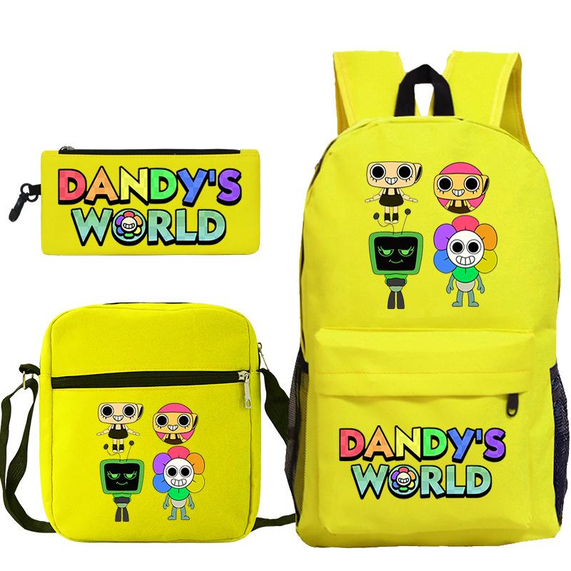 Dandy'S World Printed Fashion Children'S Pencil Case Messenger Bag Three-Piece Set Primary And Secondary School Bag