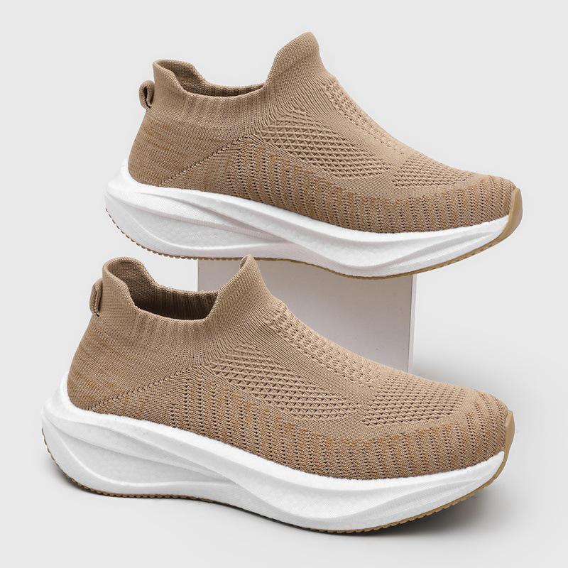 Унисекс кроссовки-слипоны большого размера из сетки Flyknit на толстой подошве