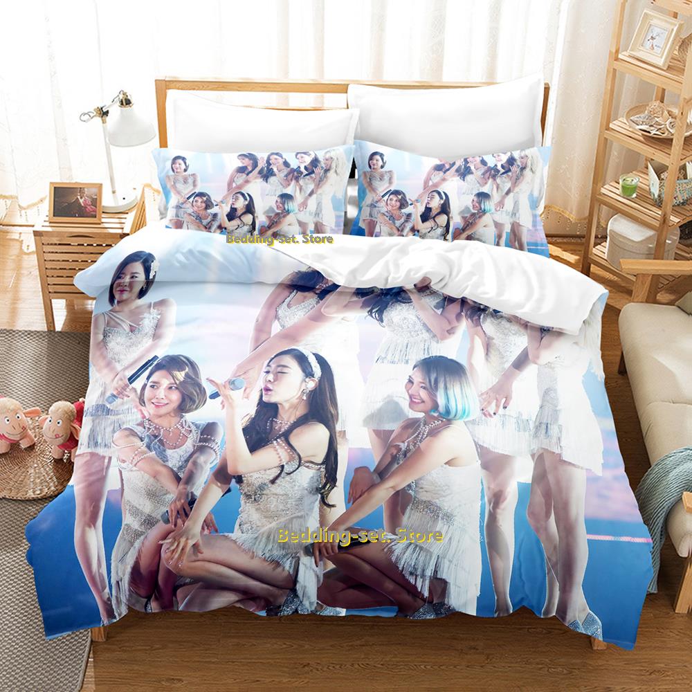 Kpop Young Girls Generation Комплект постельного белья Односпальный Двуспальный Full Quen King-Sized Размеры Размеры Комплект постельного белья Взрослые Дети Спальня Трехкомпонентные комплекты