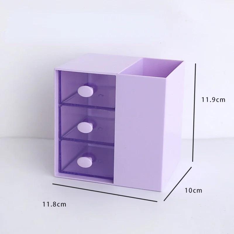 Милый держатель для ручек, органайзер для хранения, коробки с выдвижным ящиком, косметическая полка, кавайные настольные аксессуары для девочек, офисные, школьные, настольные канцелярские принадлежности