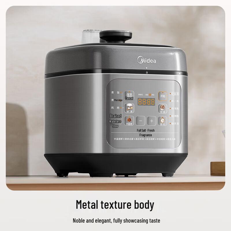 Midea 5L Stainless Steel Electric Pressure Cooker with Dual Pots