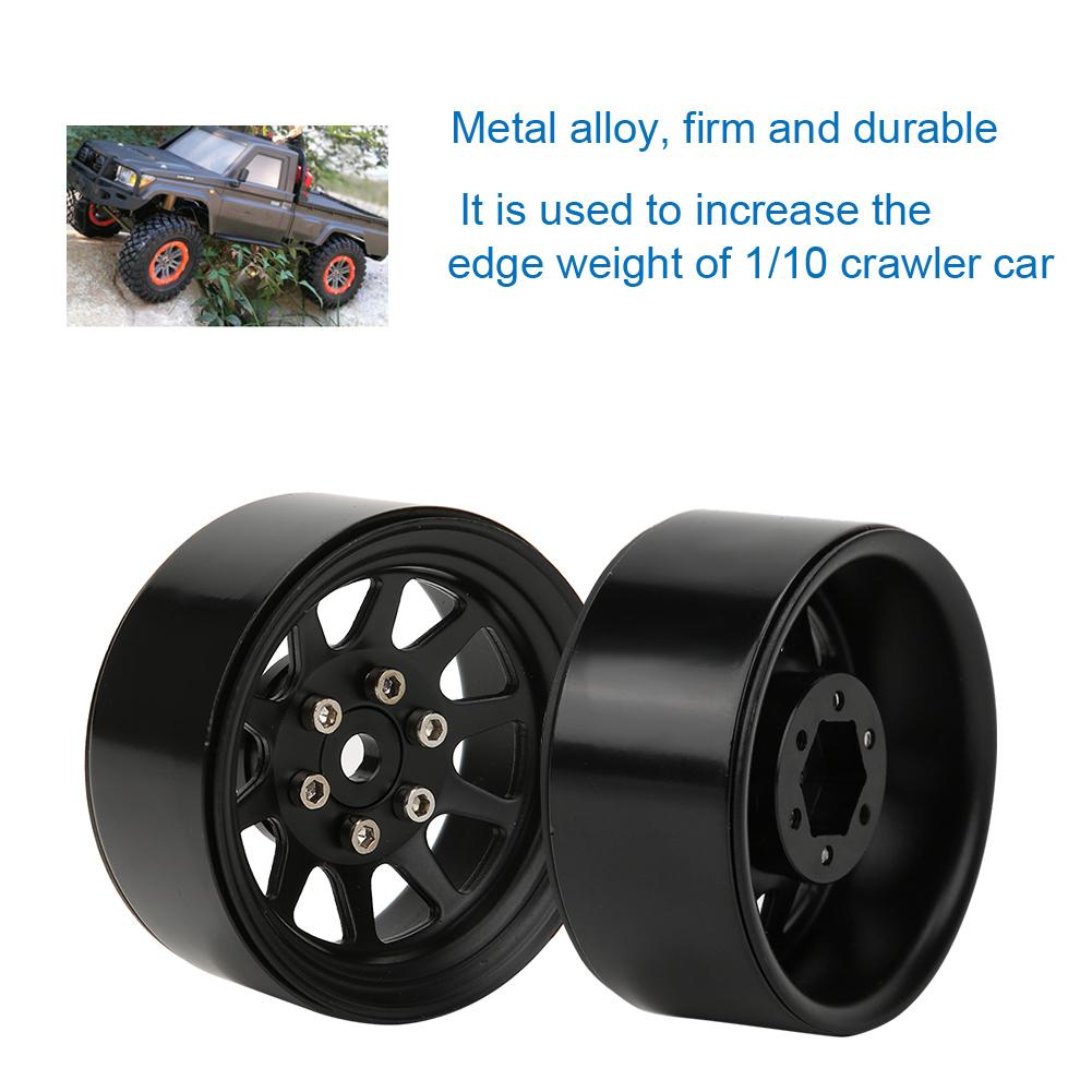 2pcs Alloy Beadlock Wheel Rims Accessory Fit for TRAXXAS TRX4 110 RC Crawler CarBlack
