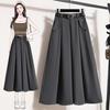 Dimanaf 2025 New Spring Summer Plus Size Women Long Skirts High Waist Vintage Elastic Elegant Pleated Skirts Loose