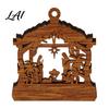 Multi Purpose Wood Decor 3D Wooden Light Up Christmas Ornament Layered House Tree Snowman Art Nativity Scene Hanging Decoration for Xmas Tree,