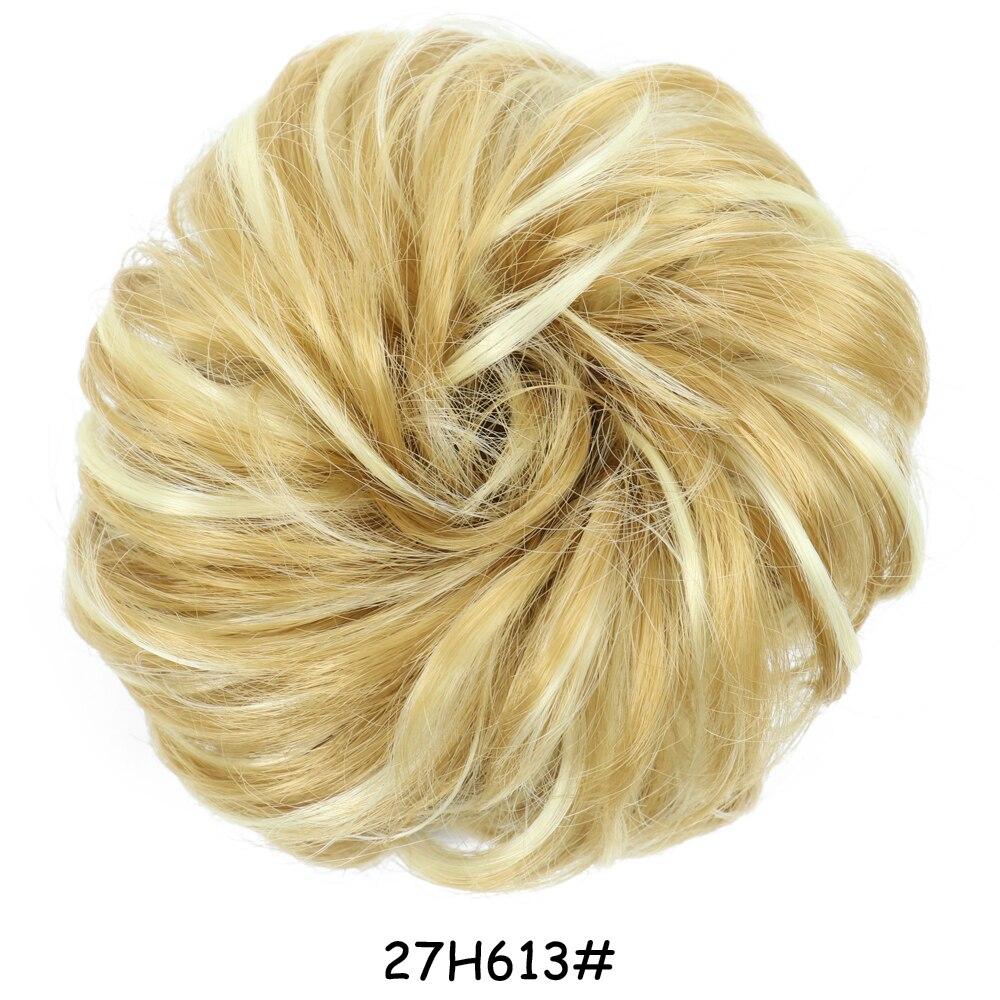 MISS WIG Women Messy Chignon Donut Hair Bun Fake Hair Elastic Chignon Synthetic Fiber Hairpiece Gray Black Brown Color