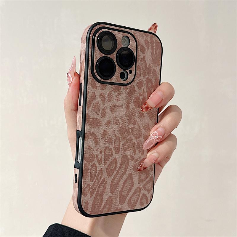 Роскошный Цветной Чехол для Телефона из Кожи с Леопардовым Принтом для iPhone 16 15 14 Plus 13 12 11 Pro Max Матовый Ударопрочный Мягкий Бампер