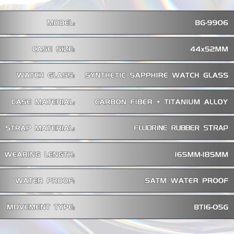 Мужские механические часы Bonest Gatti из светящегося углеродного волокна