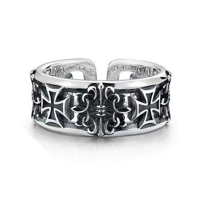 Мужское винтажное кольцо с крестом, открытое, в готическом панк-стиле, ретро, хип-хоп, панк, регулируемое кольцо на палец, подарок для друзей, любимого человека