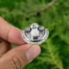 Rainbow Moonstone Gemstone 925 Silver Bezel Artisan Trendy Flower Stackable Ring