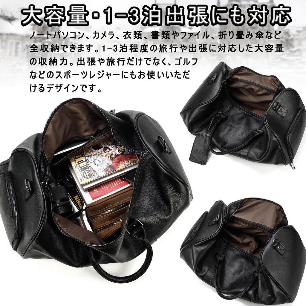 Genuine Leather Boston Bag for Leather Travel Bag with Shoe Golf and Bottom Large School Business 55cm Men, Carry-On, Compartment, Bag, Studs,