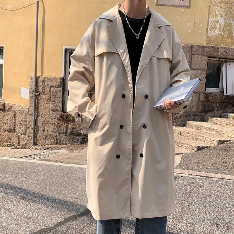 Мужская ветровка средней длины в корейском стиле, весна 2022 г., модное повседневное пальто выше колена для пар