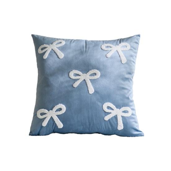 Наволочка декоративная бархатистая мягкая с узором в виде бантиков разных размеров чехол для подушки диван спальня