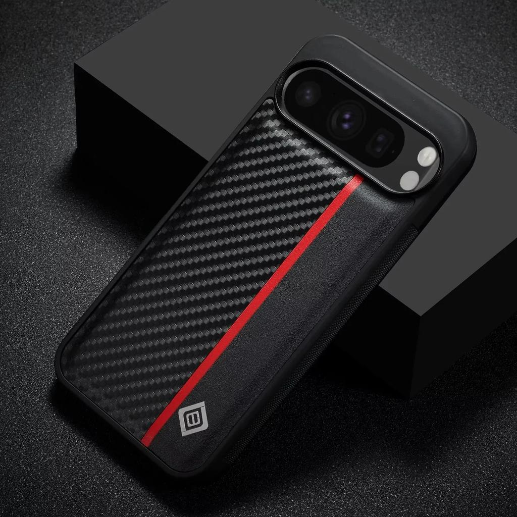 Carbon Fiber Texture PU Leather Phone Case for Google Pixel 9 Pro XL 9 8 7 Pro 7A 8A Shockproof Full Protection Cover Coque