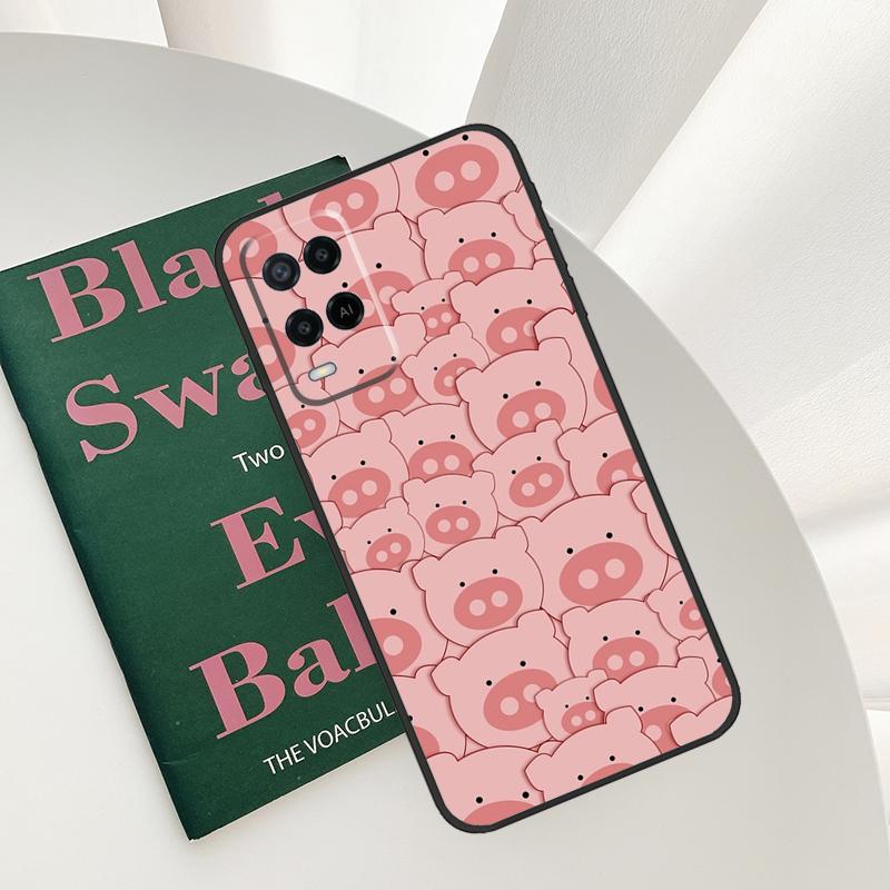Милый розовый чехол-поросенок для Oppo A52 A72 A76 A96 A54 A74 A94 A54S A57S A58 A78 A98 A57 A77 A15 A16 A17